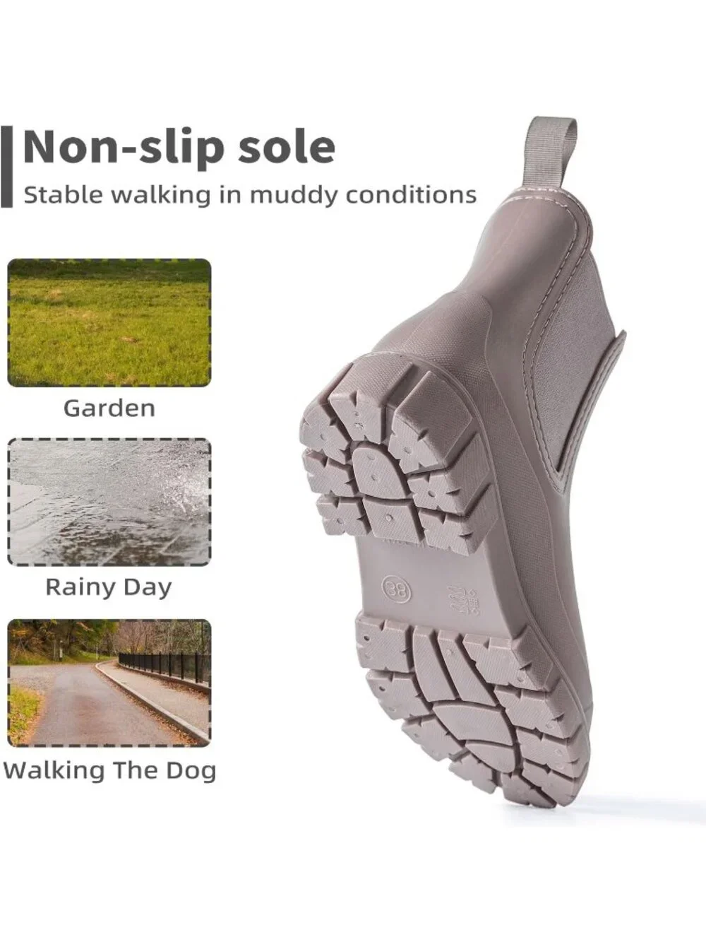 Women's Apricot Waterproof Slip-Resistant Rubber Short Ankle Chelsea rain Boots